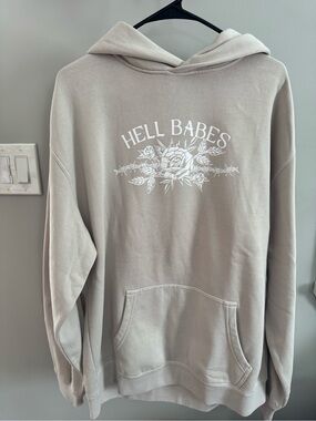 Hell Babes Graphic Hoodie - Beige